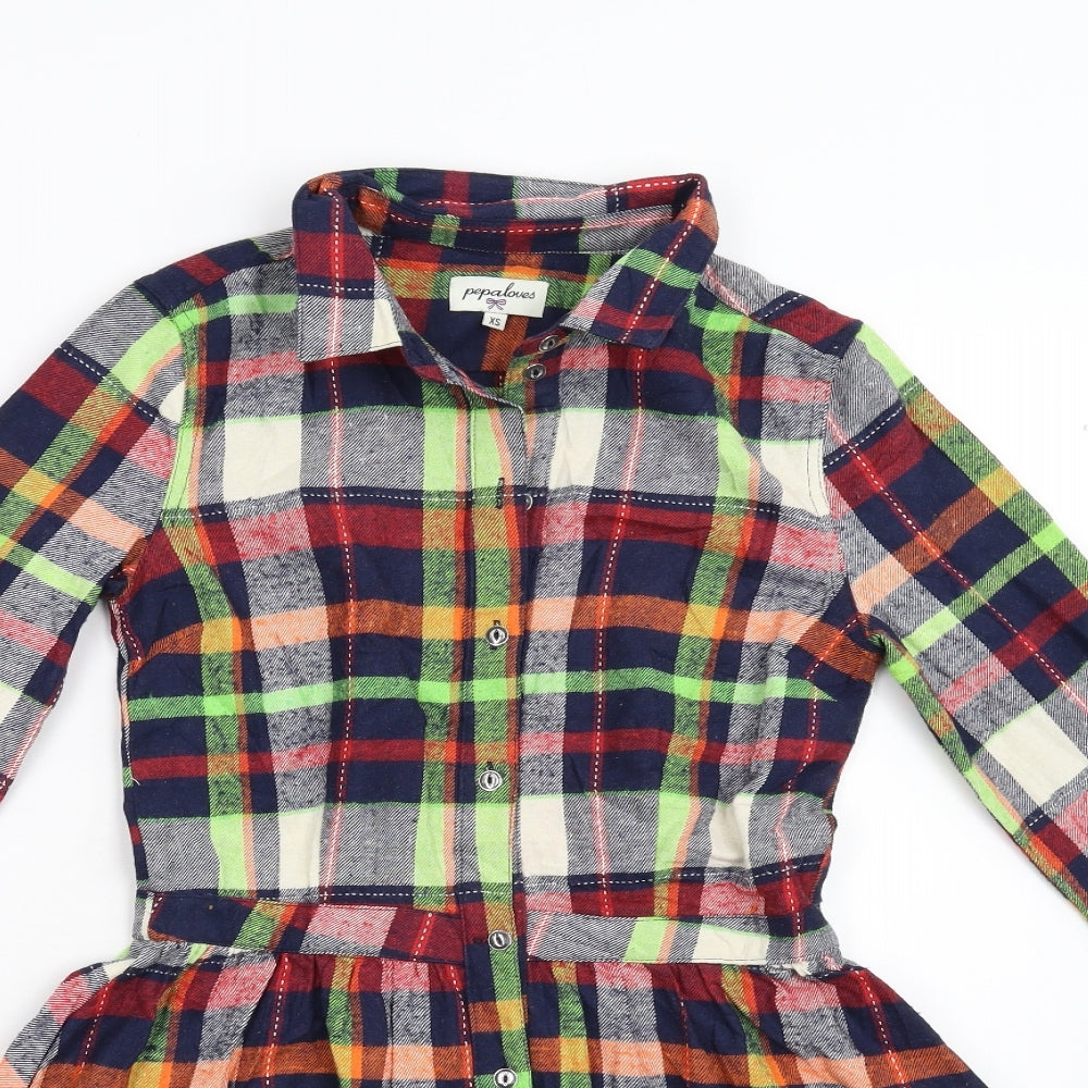 Pepaloves Womens Multicoloured Check Lace Shirt Dress  Size XS