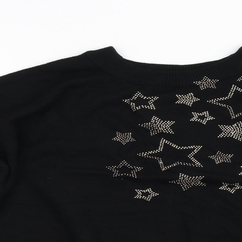 F&F Womens Black Geometric Knit Pullover Jumper Size 14