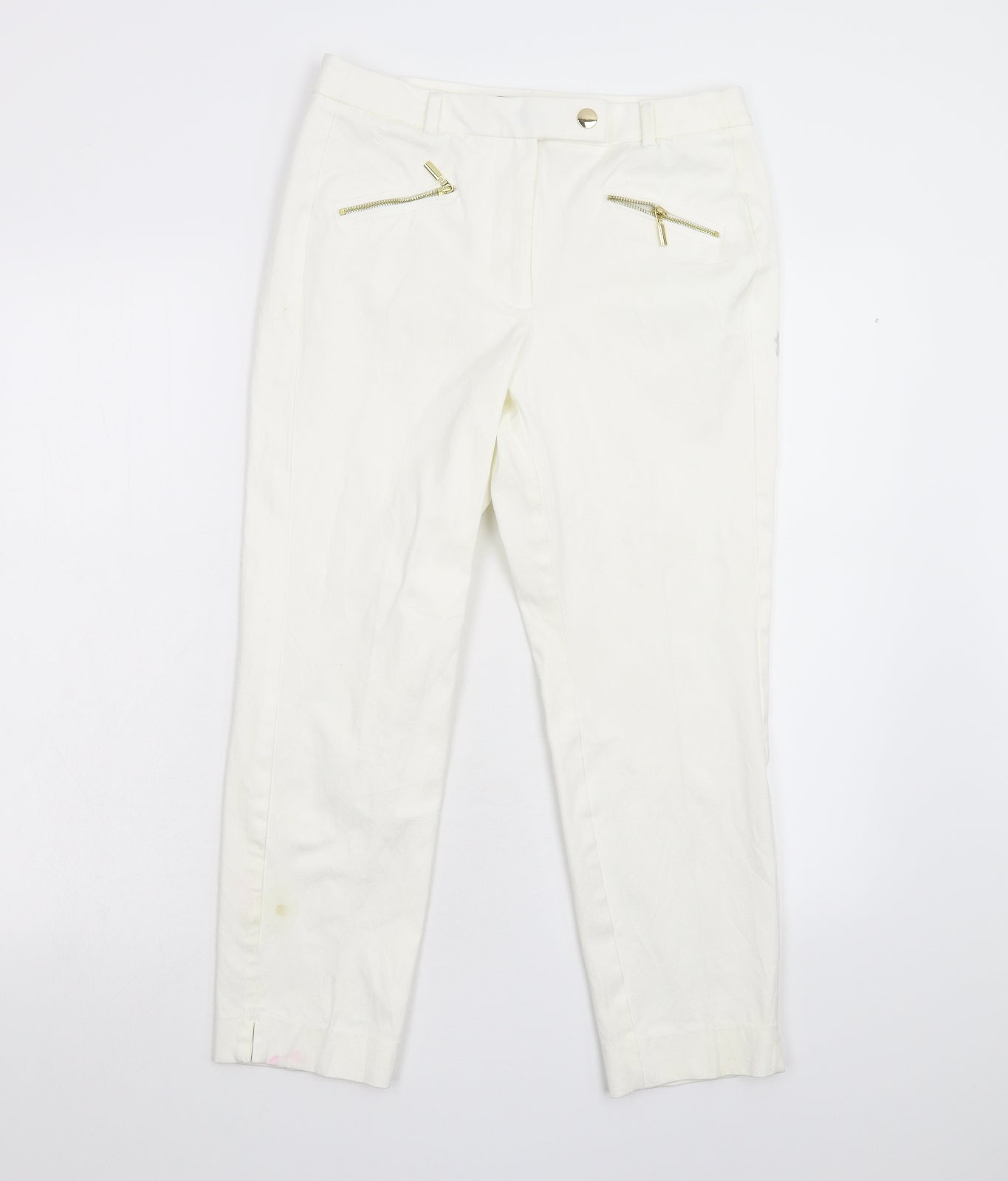 M&S Womens White   Trousers  Size 10 L24 in - Short
