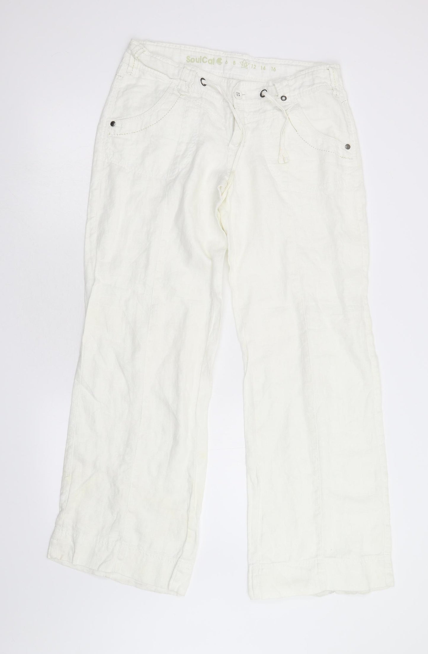 Soul Cal Womens White   Trousers  Size 10 L31 in