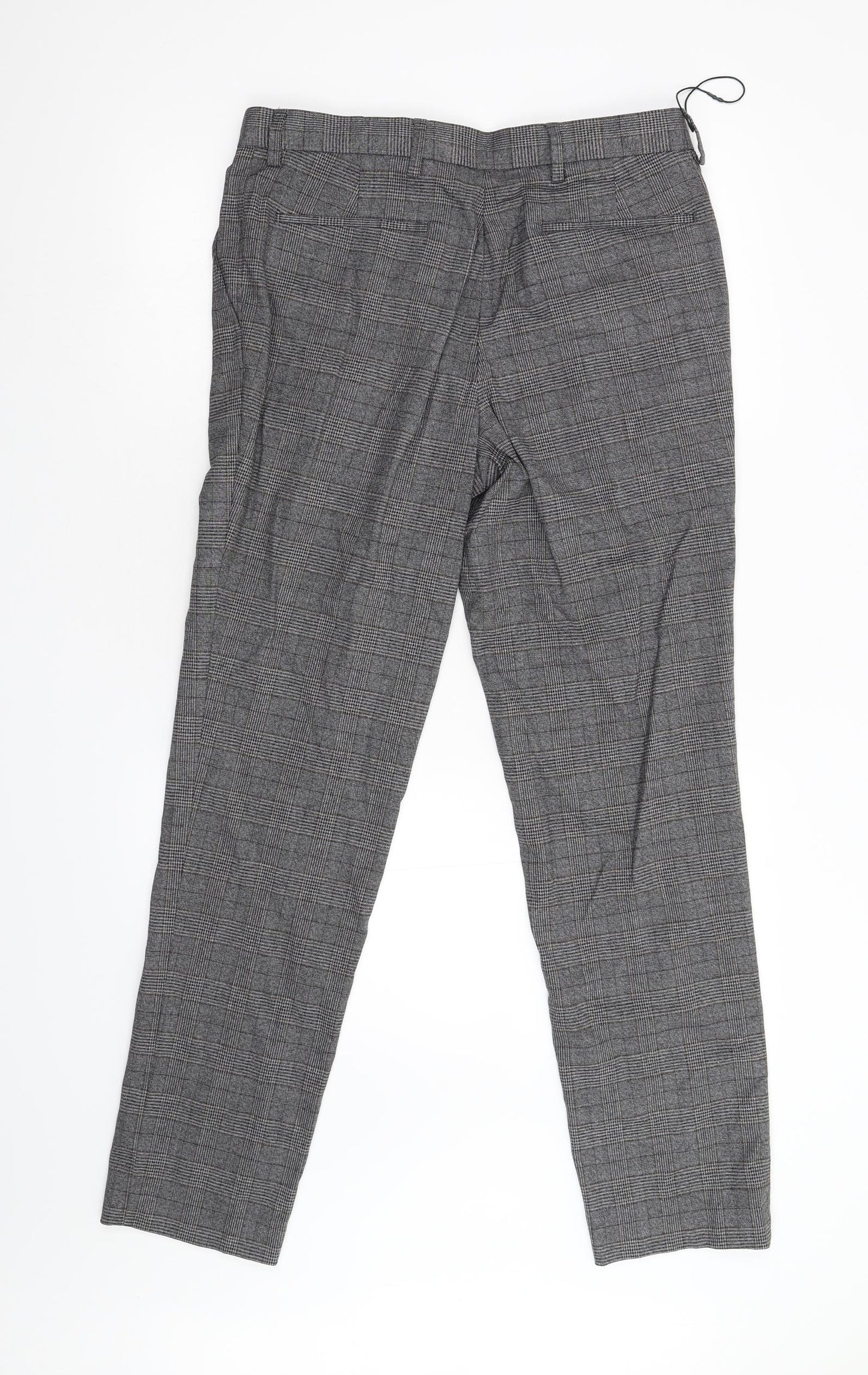M&S Womens Grey Check  Trousers  Size 32 L30 in