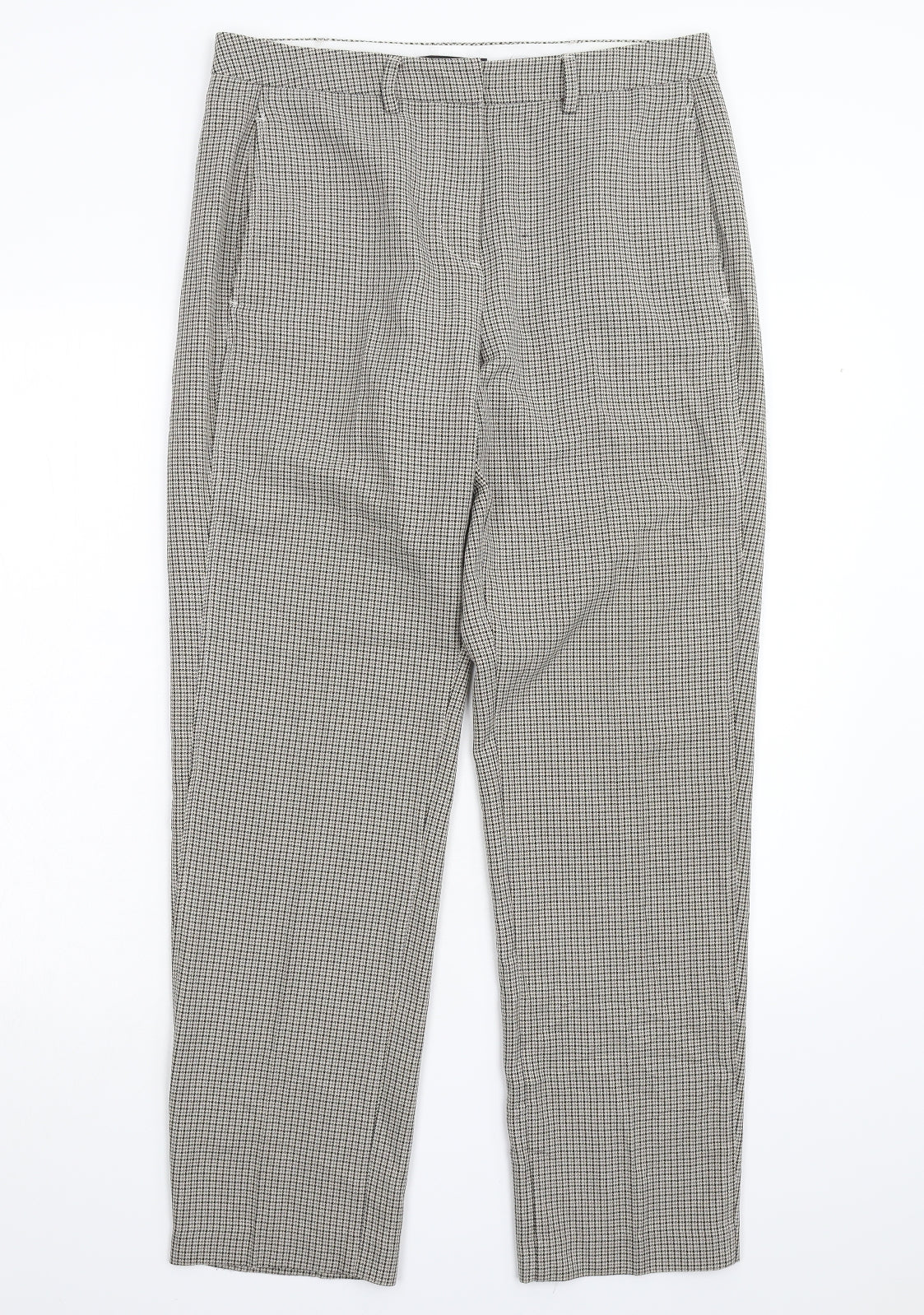 M&S Womens Green Check  Trousers  Size 12 L30 in
