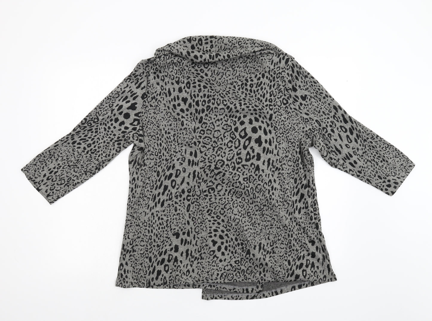M&S Womens Grey Animal Print  Cardigan Jumper Size M