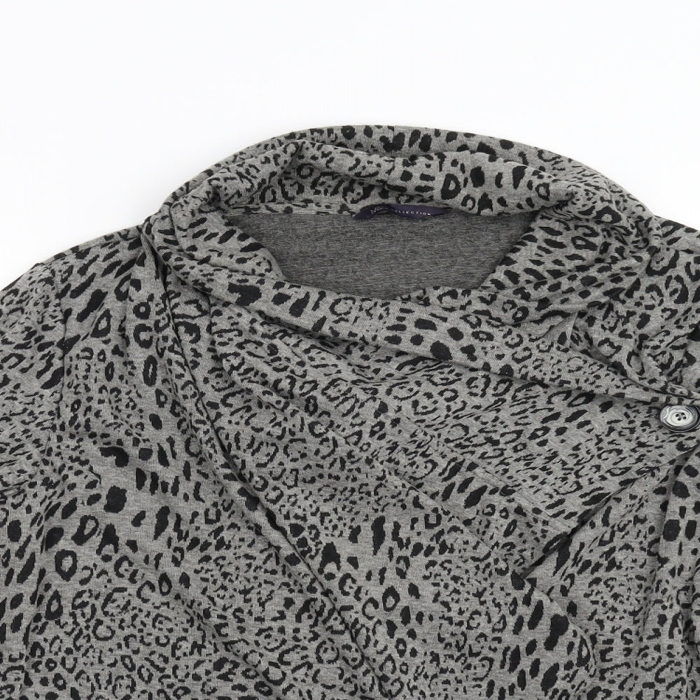 M&S Womens Grey Animal Print  Cardigan Jumper Size M