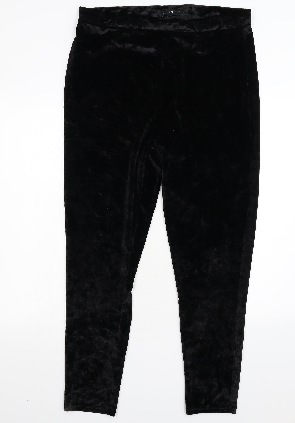 F&F Womens Black  Velvet Trousers  Size 20 L28 in