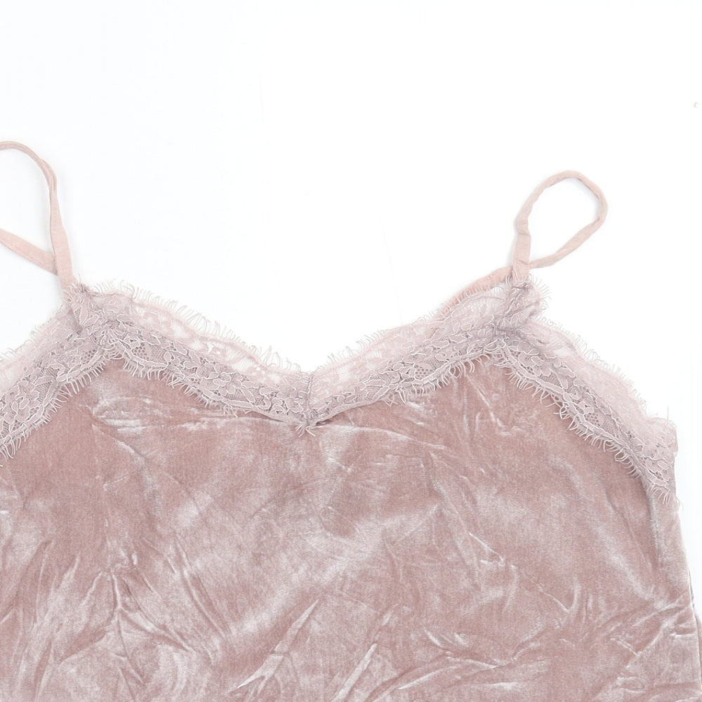 New Look Womens Pink  Velvet Camisole Tank Size 10