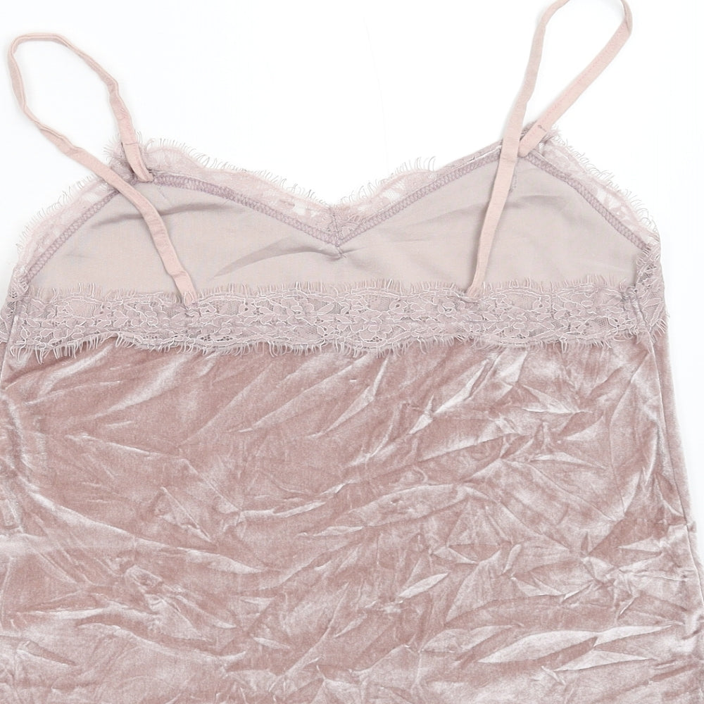 New Look Womens Pink  Velvet Camisole Tank Size 10