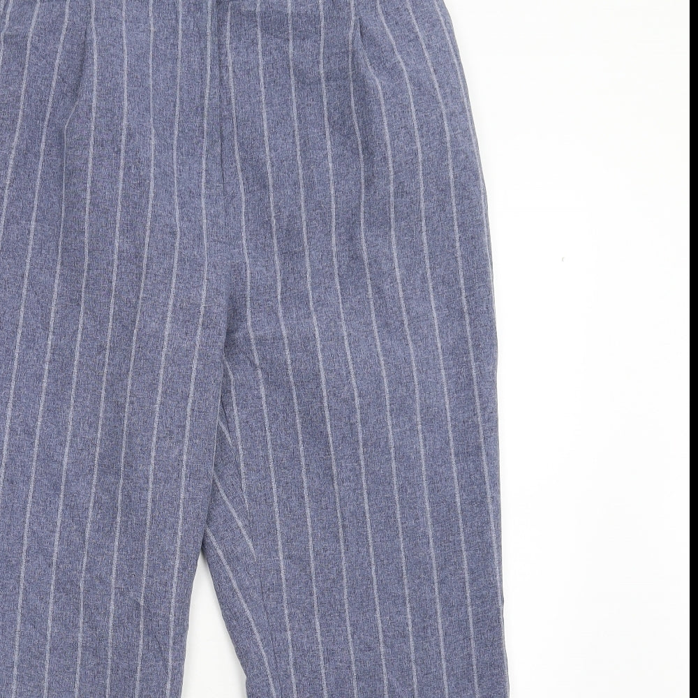 M&S Womens Blue Striped  Trousers  Size 16 L26 in
