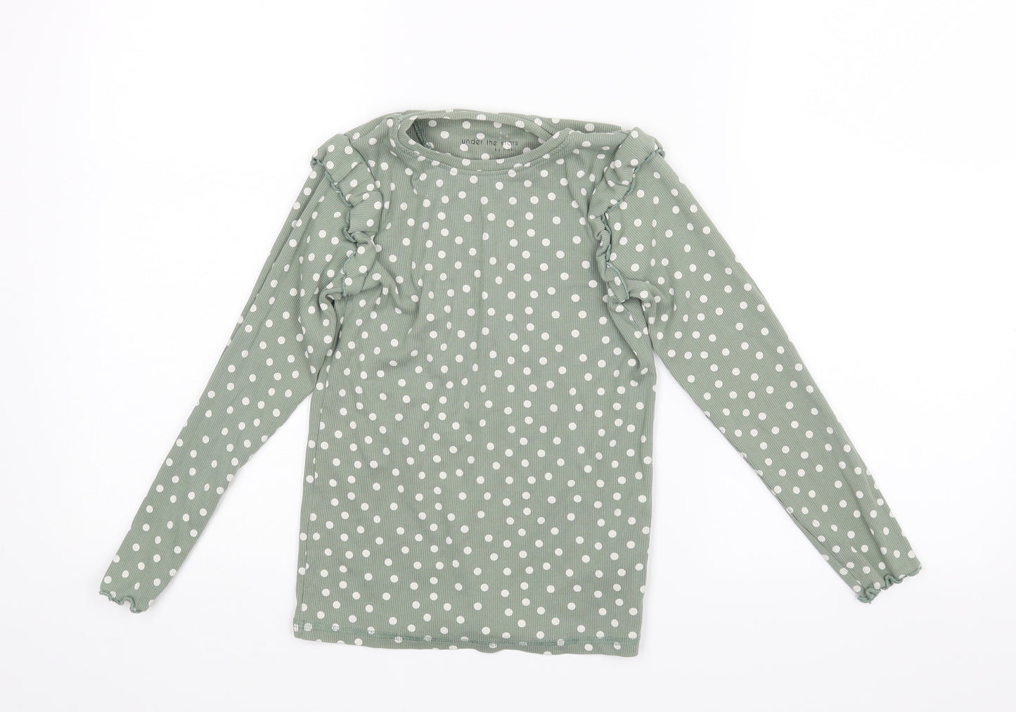 NEXT Girls Green Polka Dot  Basic Blouse Size 7 Years