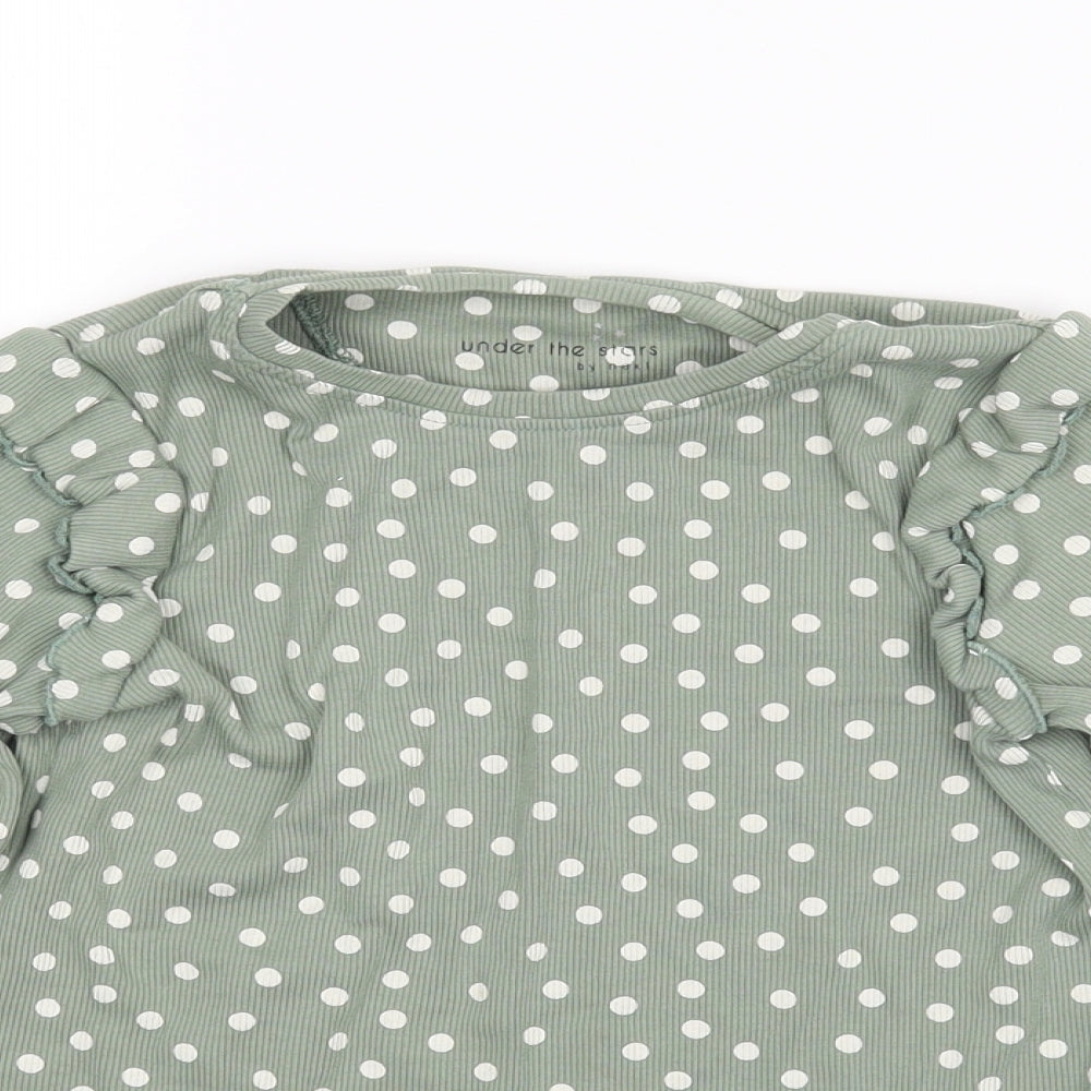 NEXT Girls Green Polka Dot  Basic Blouse Size 7 Years