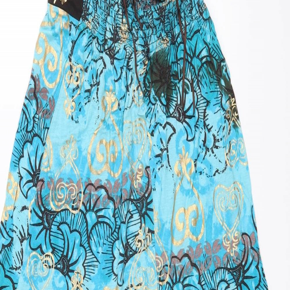 Preworn Womens Blue Paisley  A-Line  Size 10