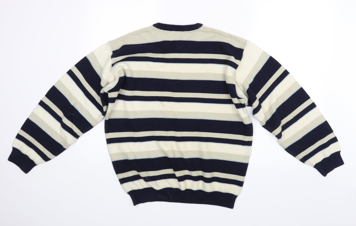 Lacoste Mens Beige Striped  Pullover Jumper