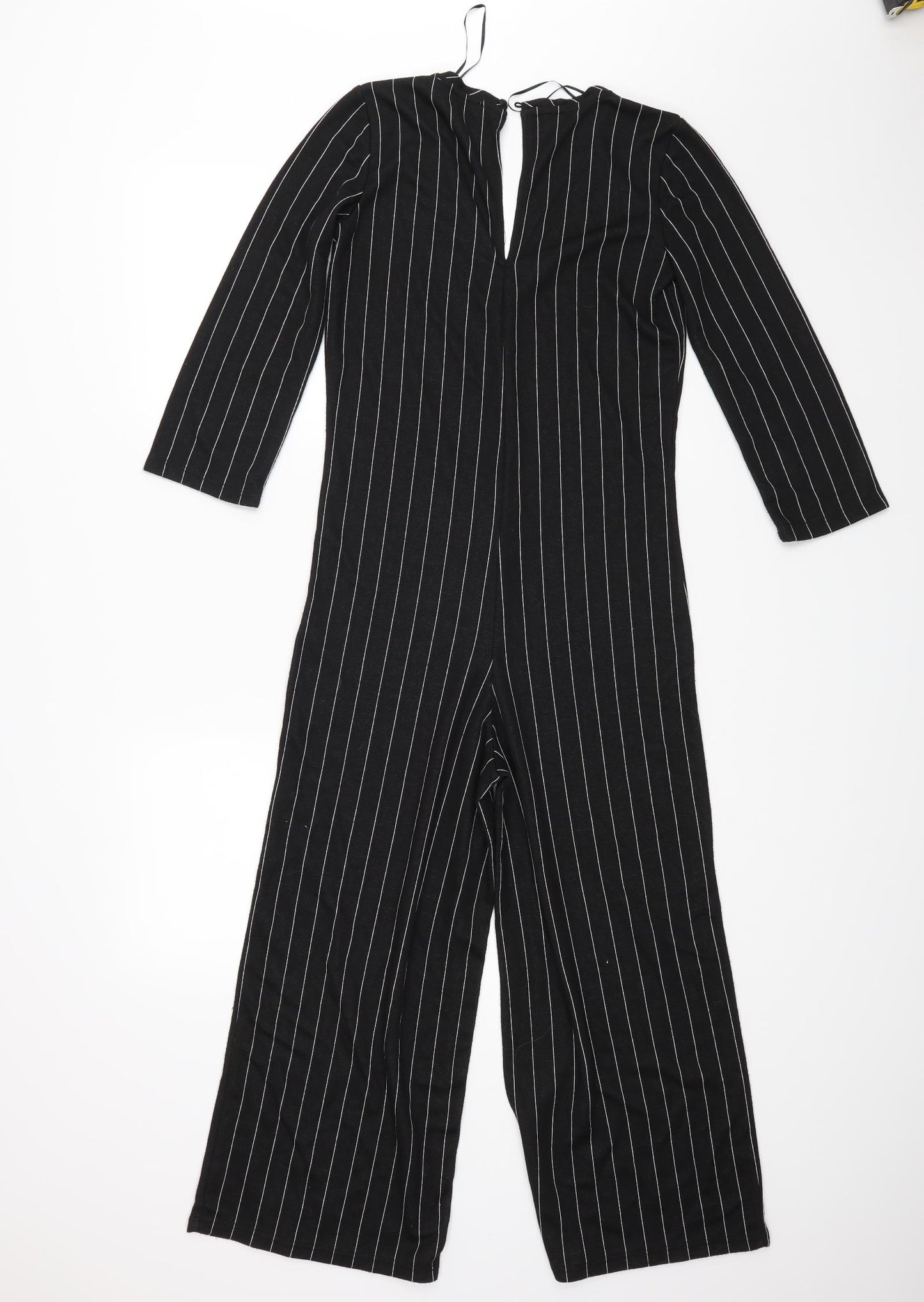 Zara Womens Black Striped  Bodysuit One-Piece Size S
