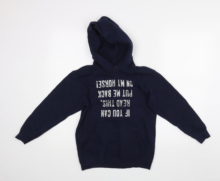 Fruit of the Loom Girls Blue   Pullover Hoodie Size 9-10 Years  - Horse