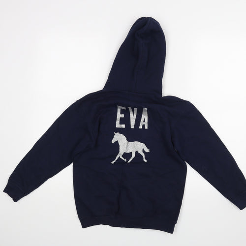 Fruit of the Loom Girls Blue   Pullover Hoodie Size 9-10 Years  - Horse