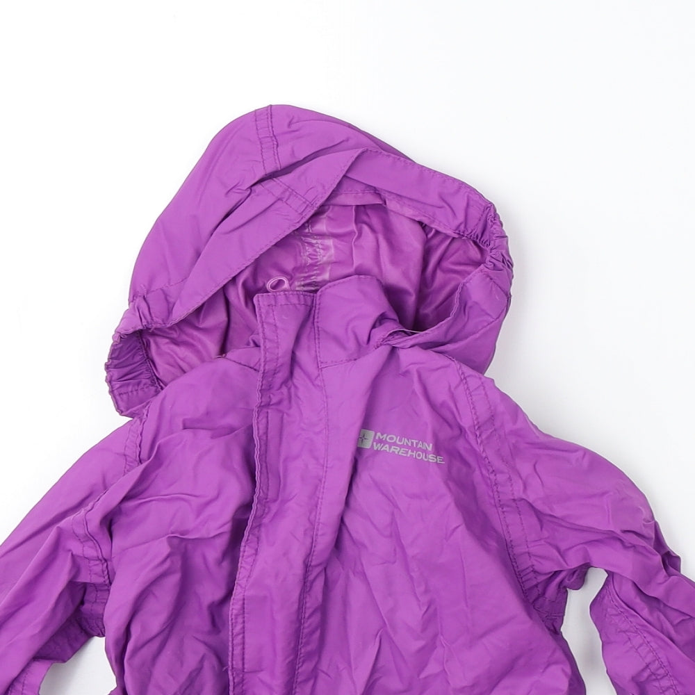 Mountain Warehouse Girls Purple   Rain Coat Coat Size 3-4 Years