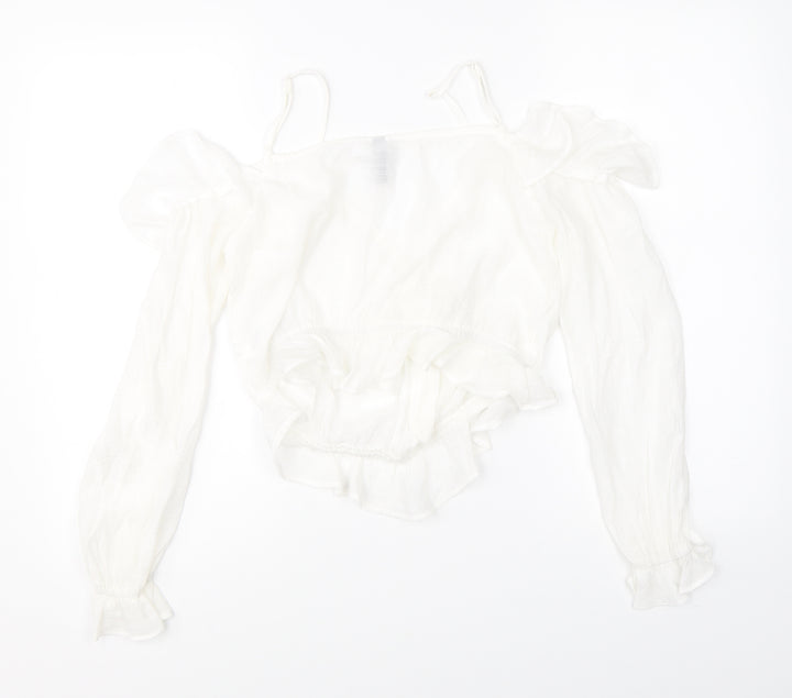 Divided Womens White   Basic Blouse Size 10