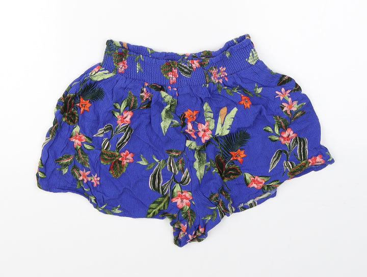 New Look Womens Blue Floral Culotte Shorts Size 8