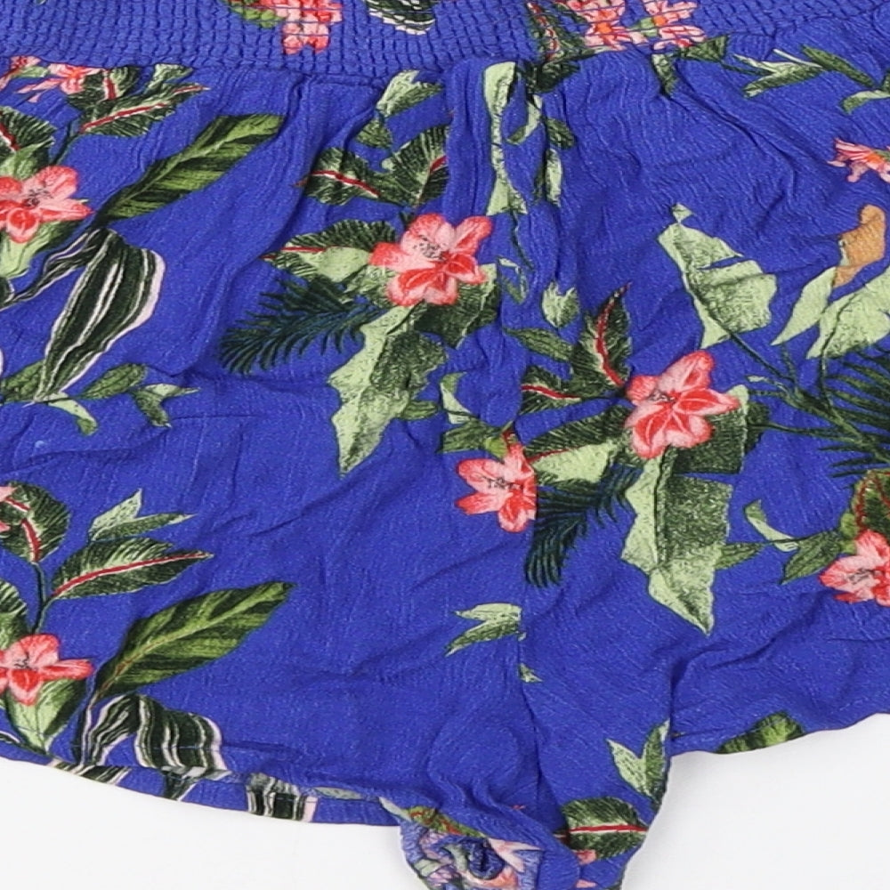 New Look Womens Blue Floral  Culotte Shorts Size 8