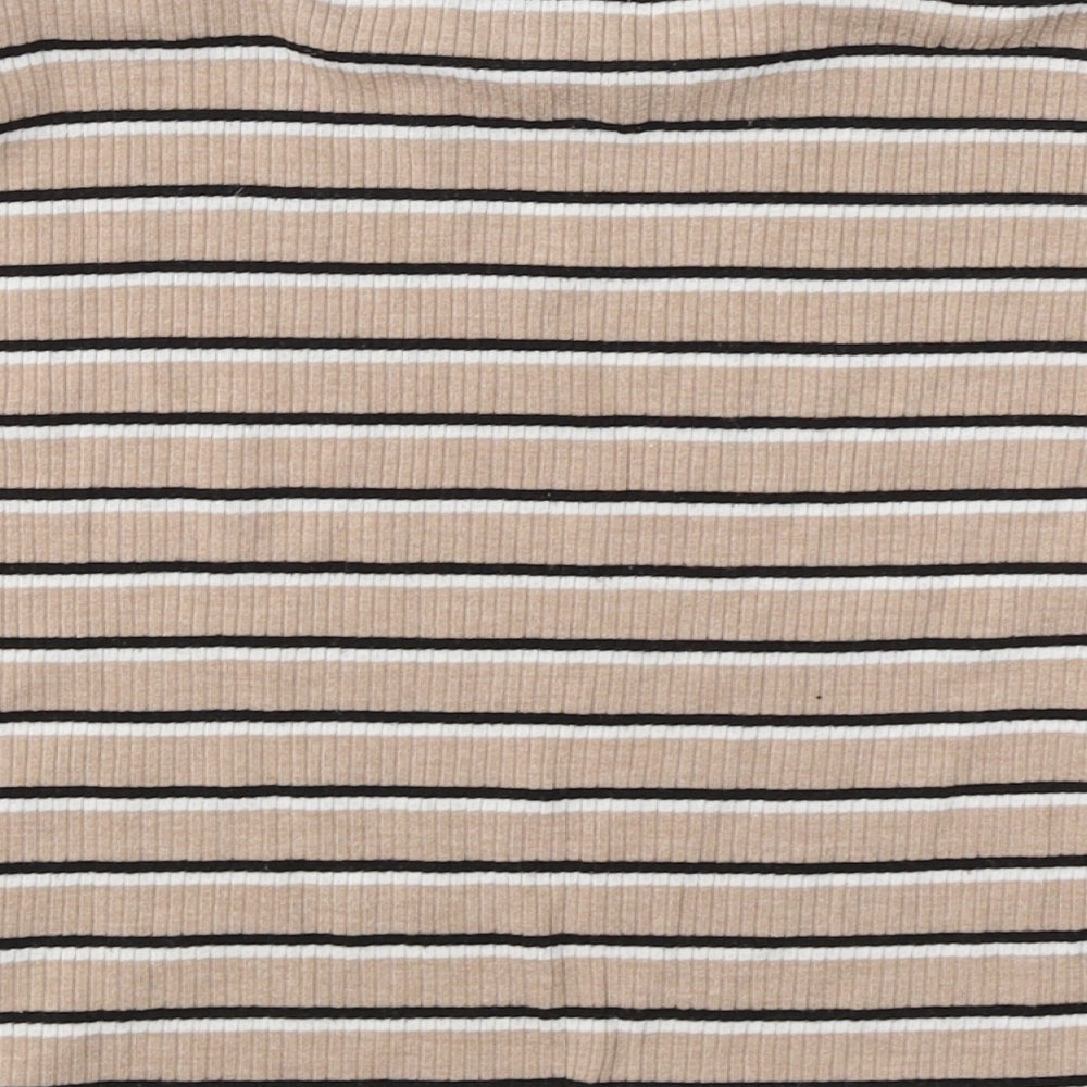 Primark Womens Beige Striped  Basic T-Shirt Size M