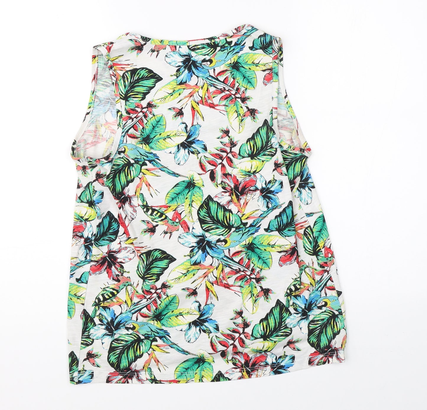 TU Womens Green Floral  Basic Tank Size 10