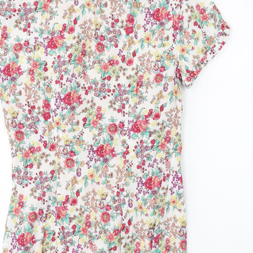 Hawes & Curtis Womens White Floral  Basic Button-Up Size 8