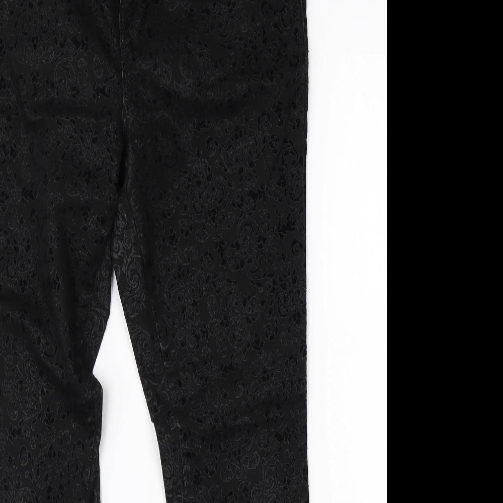 TU Womens Black Floral Denim Straight Jeans Size 14 L28 in