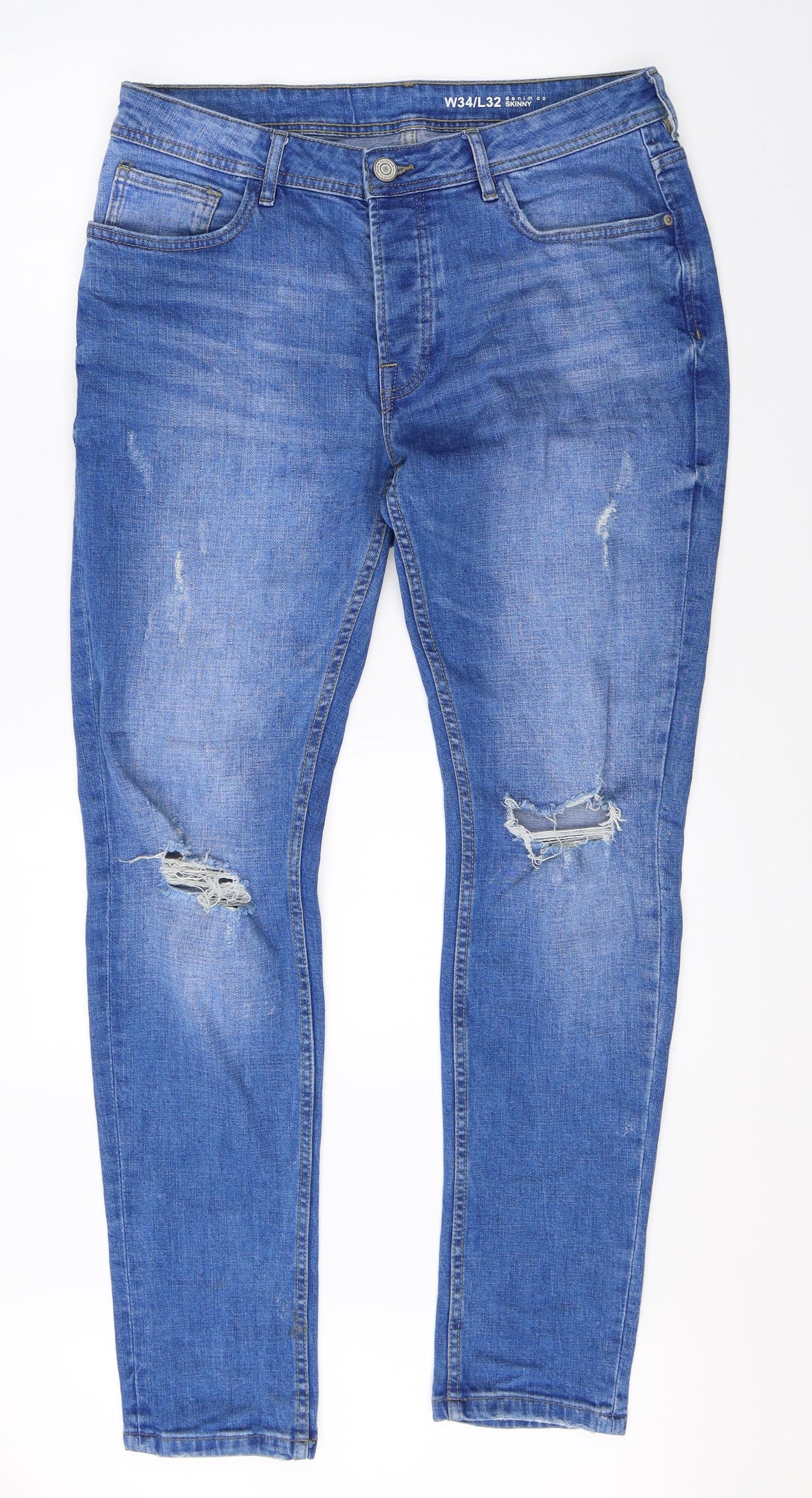 Denim Co Mens Blue  Denim Skinny Jeans Size 34 L32 in