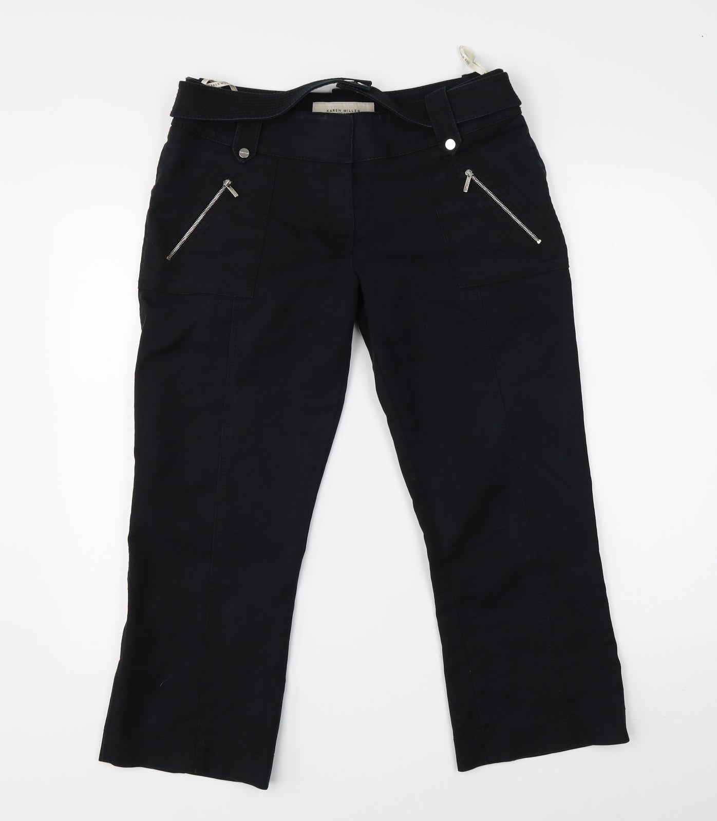 Karen Miller Womens Black   Cropped Trousers Size 12 L20 in