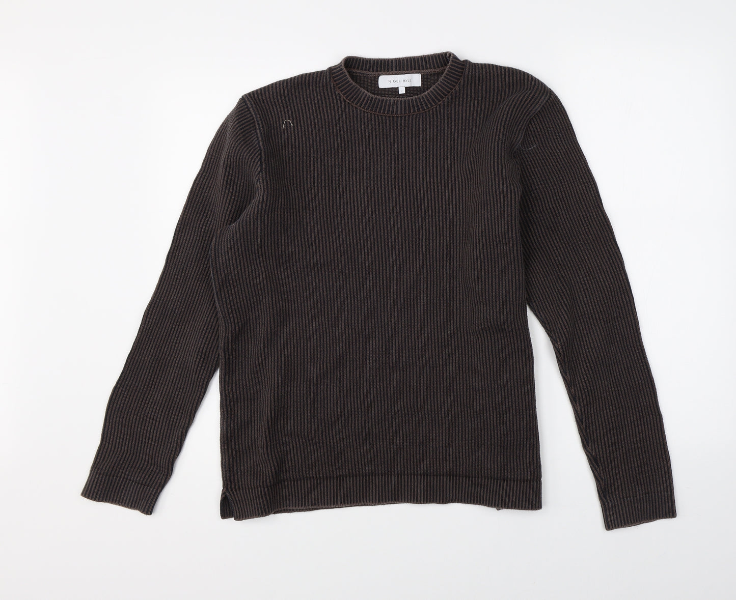 Nigel Hall Mens Brown Striped  Pullover Jumper Size L