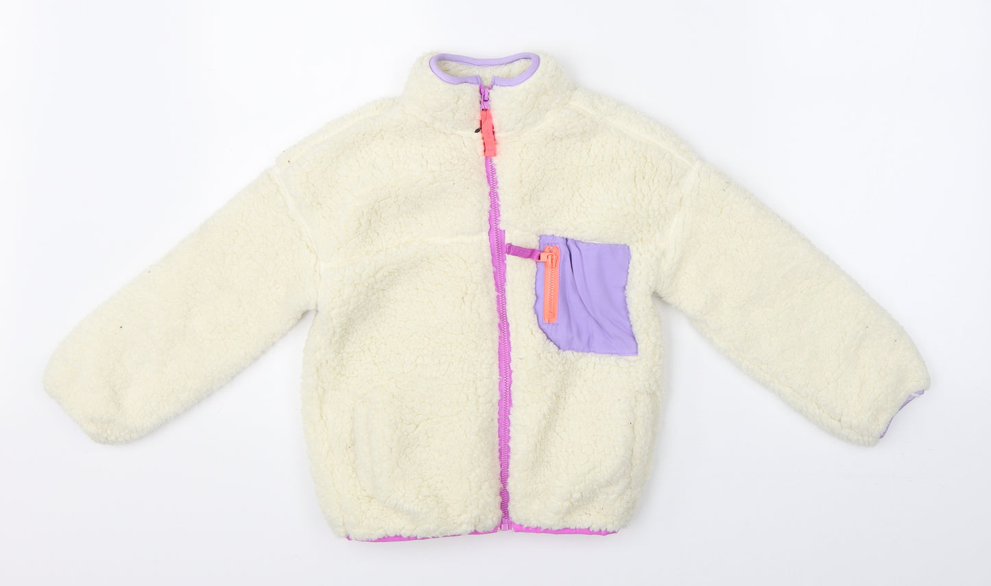 Marks & Spencer Girls Beige   Full Zip Jumper Size 6-7 Years