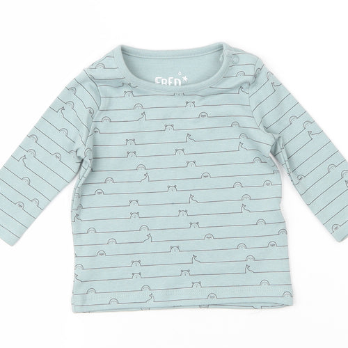 Fred & Flo Baby Green Animal Print  Basic T-Shirt Size 0-3 Months  - Bears, Whales, Seals