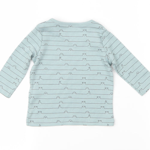 Fred & Flo Baby Green Animal Print  Basic T-Shirt Size 0-3 Months  - Bears, Whales, Seals