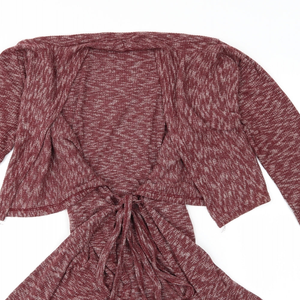 White Womens Red Animal Print  Cardigan Jumper