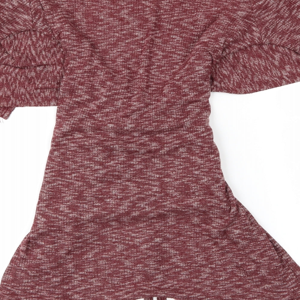 White Womens Red Animal Print  Cardigan Jumper