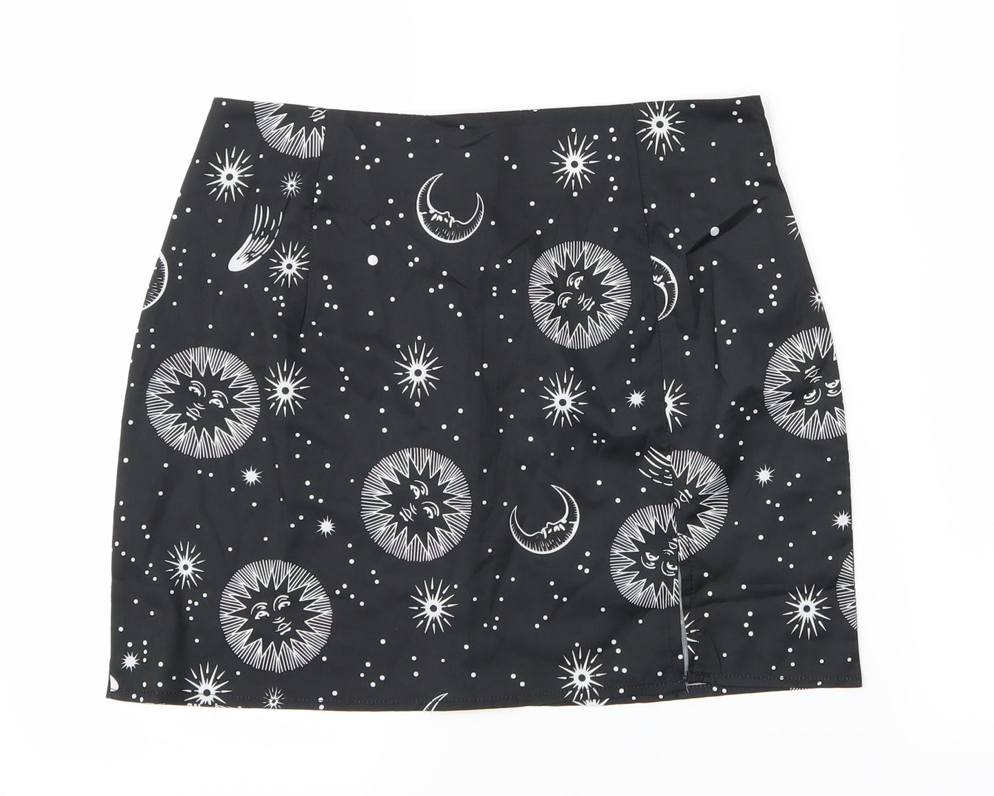 SheIn Womens Black Geometric  Mini Skirt Size S  - Sun, Moon, Stars