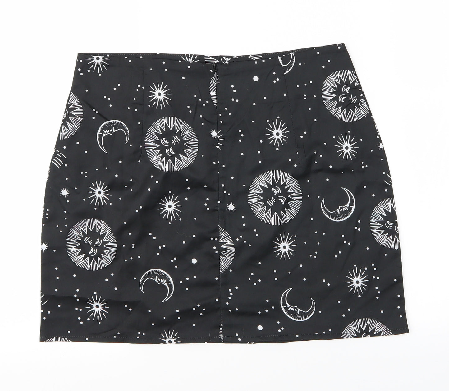 SheIn Womens Black Geometric  Mini Skirt Size S  - Sun, Moon, Stars