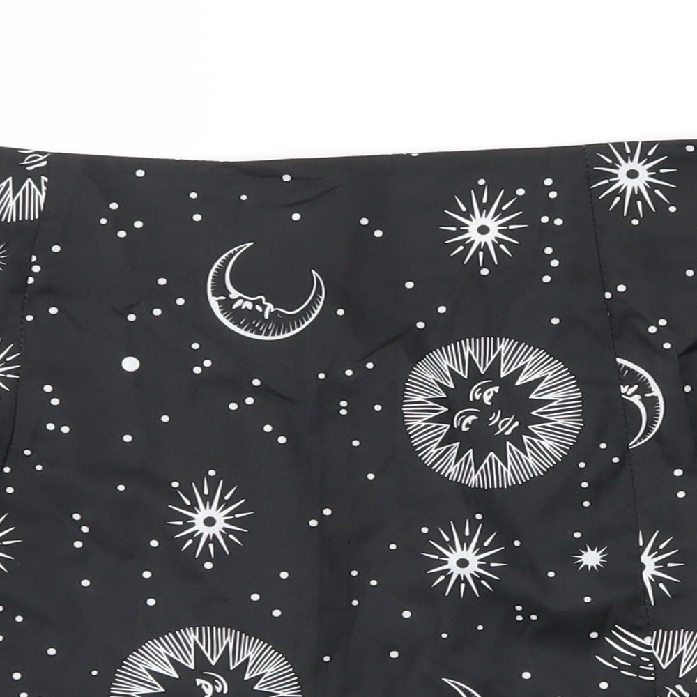 SheIn Womens Black Geometric  Mini Skirt Size S  - Sun, Moon, Stars
