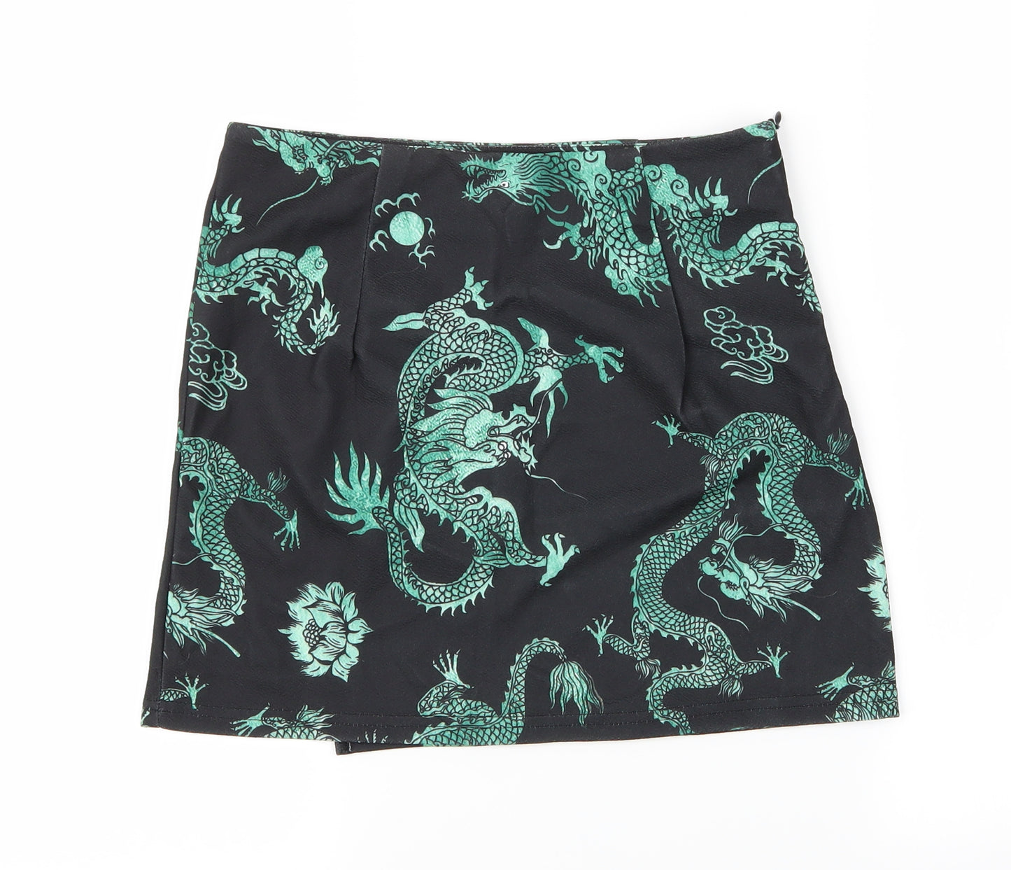 SheIn Womens Black Animal Print  Wrap Skirt Size S  - Dragon