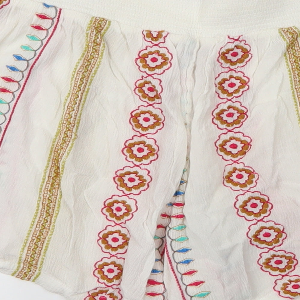 TU Womens White Floral  Sailor Shorts Size 10