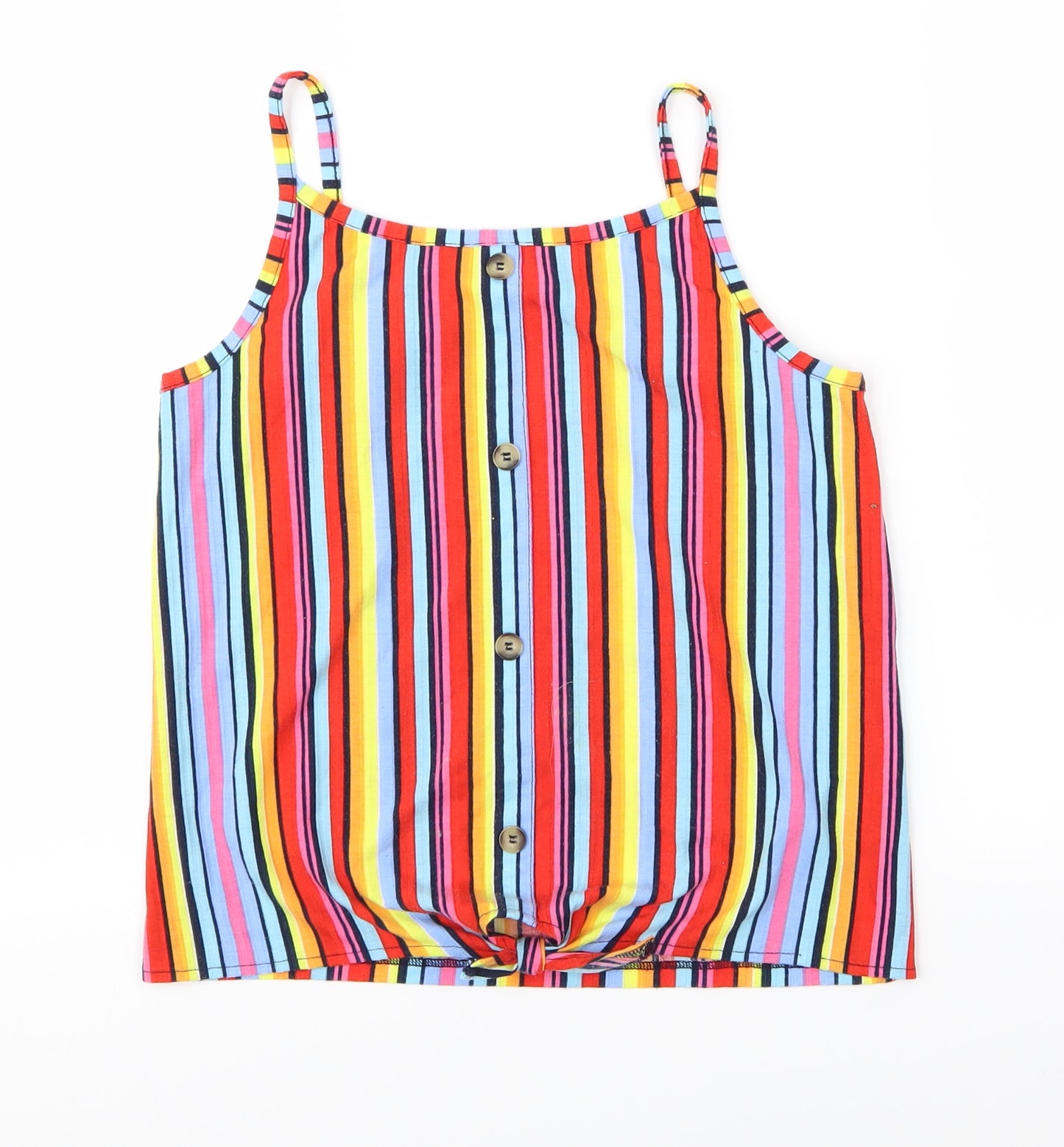 Candy Couture Girls Multicoloured Striped  Basic Tank Size 16 Years