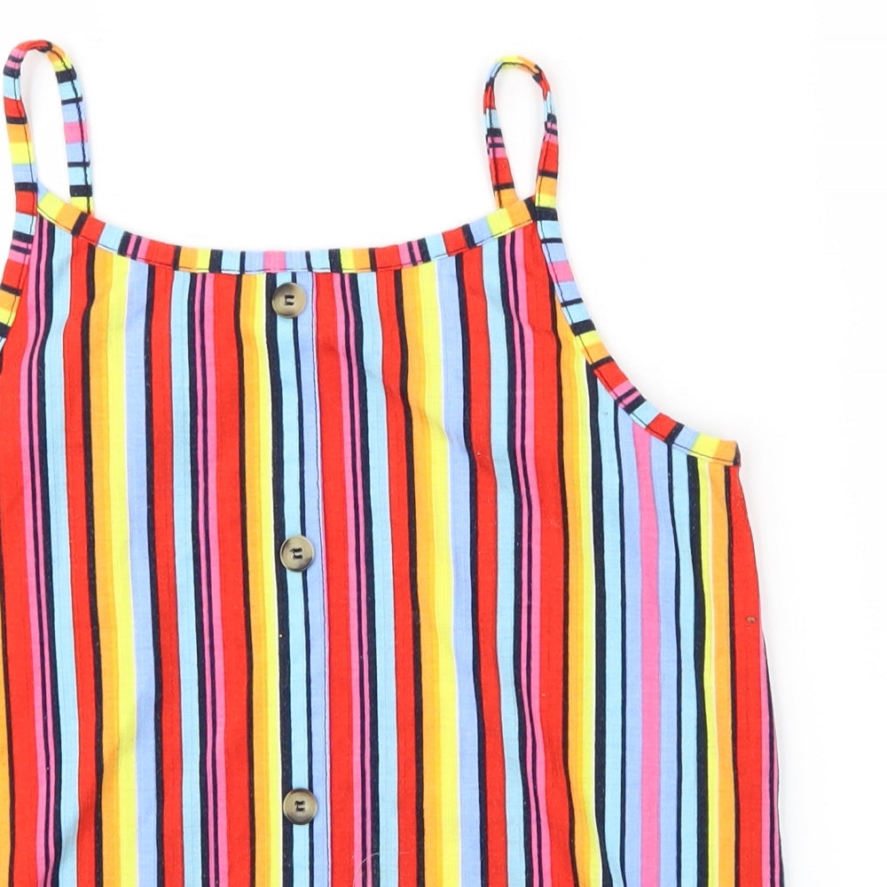 Candy Couture Girls Multicoloured Striped  Basic Tank Size 16 Years