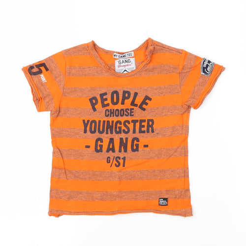 Gang Boys Orange Striped  Basic T-Shirt Size 12-18 Months