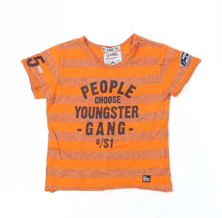 Gang Boys Orange Striped Basic T-Shirt Size 12-18 Months