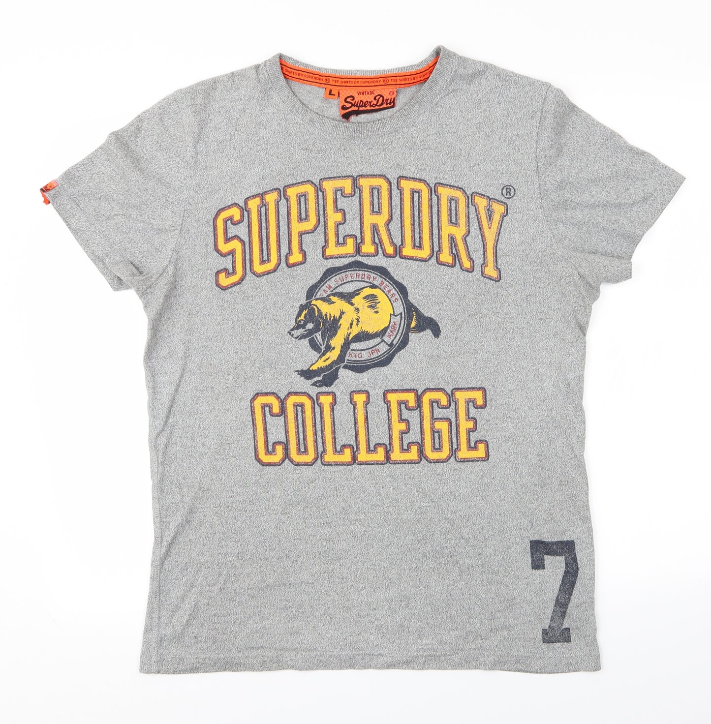 Superdry Mens Grey    T-Shirt Size L  - College