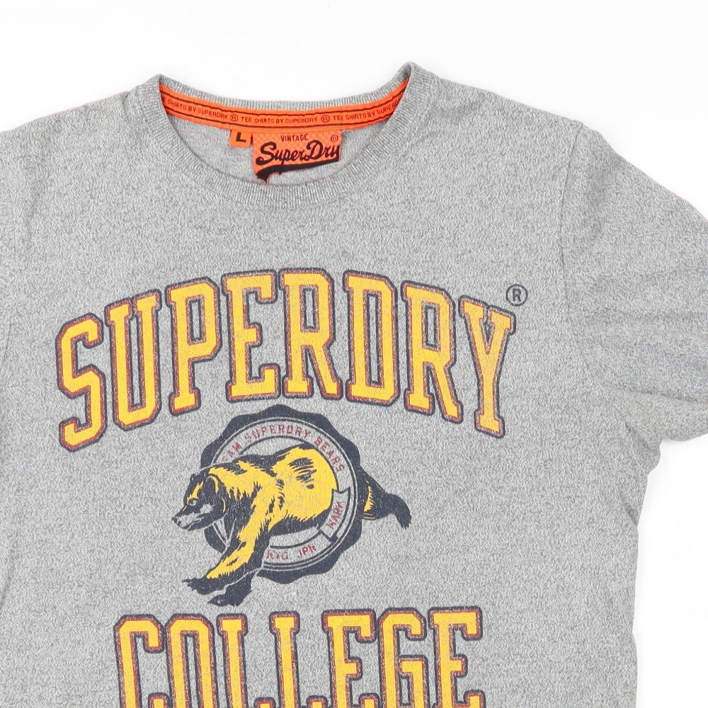 Superdry Mens Grey    T-Shirt Size L  - College