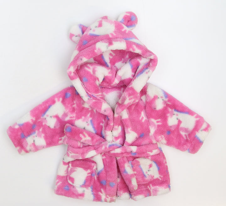 Studio Girls Pink Solid Fleece Kimono Robe Size 3-6 Months