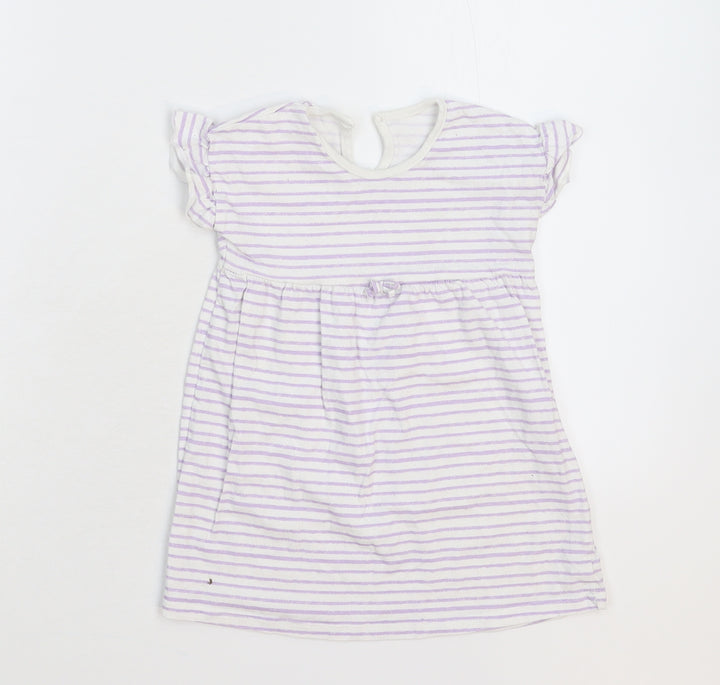 George Girls White Striped  T-Shirt Dress  Size 12-18 Months