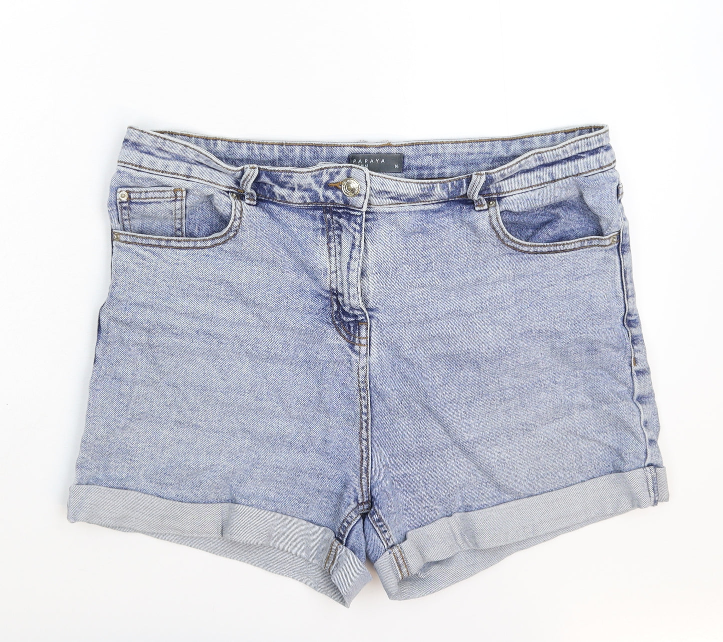 Primark Womens Blue  Denim Hot Pants Shorts Size 14