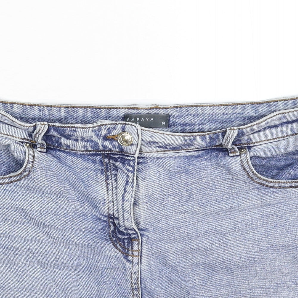 Primark Womens Blue  Denim Hot Pants Shorts Size 14